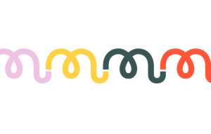 Farandole de logos Meilleur Monde des lignes courbes représentent une série de M qui se tiennent la main et créent une farandole
