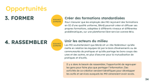 Diapositive montrant les besoins « former » et « rassembler » avec une suggestion pour chaque, identifiées comme étant des souhaits exprimés.