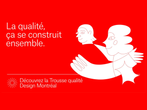 Une illustration blanche sur fond rouge accompagne le texte 